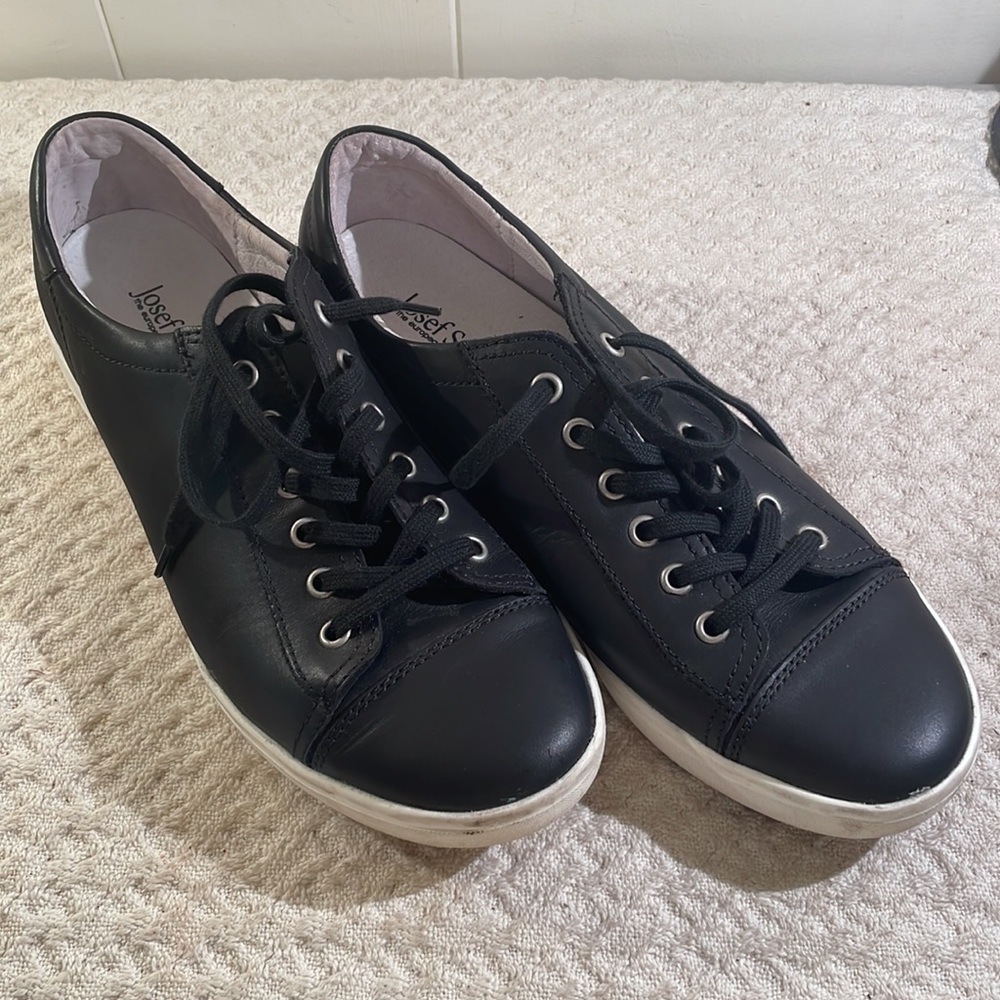 JOSEF Seibel Leather Sneakers 41 Women’s Black Caren Lace Up Casual - Picture 2 of 10